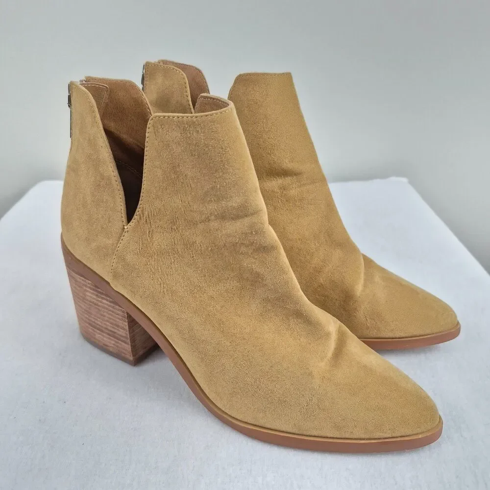 Nordstrom B.P. Brynne Pointed Toe Ankle Boots Size 10 Tan Block Heel